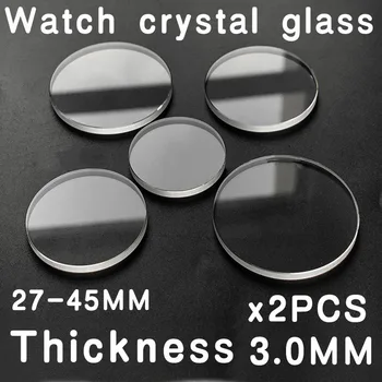 Высококачественные плоские часы из минерального стекла Cryastal толщиной 3,0 мм диаметром от 27 мм до 45 мм, запасные части для часов из хрустального минерального стекла, 2 штуки
