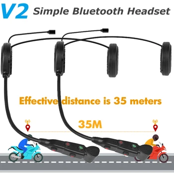 Новый мотоциклетный шлем V2 с Bluetooth-гарнитурой для внутренней связи, беспроводной переговорный аппарат для 2 человек, коммуникатор с максимальным расстоянием 35 м, громкая связь
