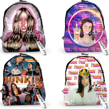 Charli Damelio Рюкзак для девочек, подростков, Модный женский рюкзак для ноутбука, Студенческий брелок, школьные сумки, Детский рюкзак Mochila