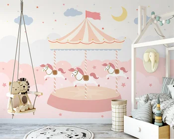beibehang Ручная роспись в скандинавском стиле, розовая звездная лошадь, фоновые обои для детской комнаты papel de parede papier peint