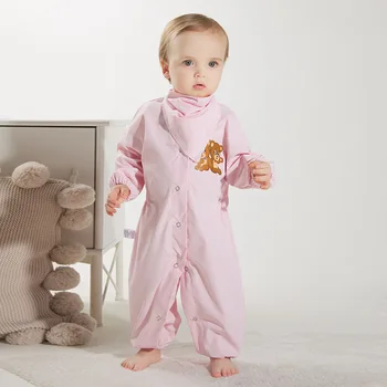 Одежда для новорожденных, Летние комбинезоны с длинными рукавами, однотонный комбинезон для мальчиков и девочек, Тонкая пижама для малышей, Цельный наряд