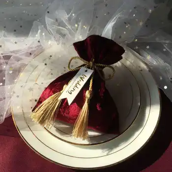 50 шт., Бархатная ткань, Свадебный Пакет для конфет, Подарочная коробка, Креативная Коробка для упаковки шоколадных конфет в китайском стиле, Подарочные пакеты для вечеринки по случаю Дня рождения
