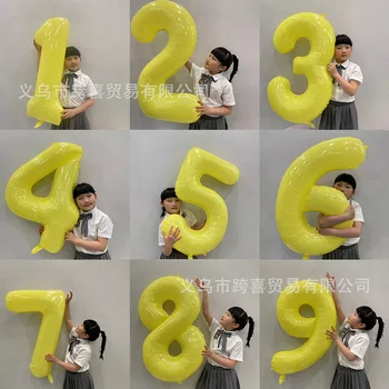 40-дюймовый желтый цифровой алюминиевый шар 0-9, большой желтый цифровой воздушный шар для вечеринки по случаю дня рождения