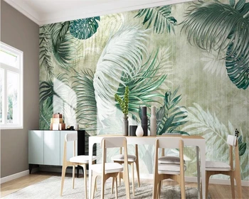 Обои на заказ, европейские винтажные фрески с ручной росписью тропических растений, банановых листьев, фон для телевизора, 3D обои на стену
