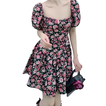 Модные женские платья большого размера с красивой юбкой в цветочек, короткие, новинка 2023, весенне-летний повседневный тур
