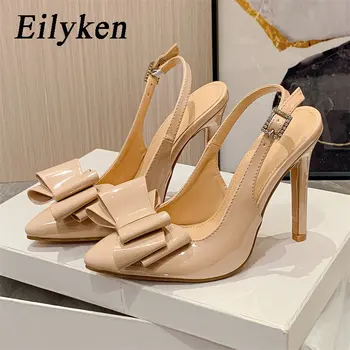 Eilyken, Сексуальные женские туфли-лодочки с острым носком в виде бабочки, босоножки в уличном стиле с ремешком с пряжкой, женские туфли на высоком каблуке-шпильке.