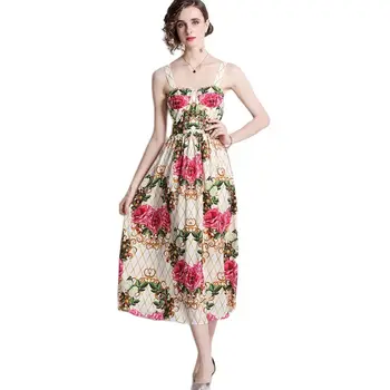 Женское платье 2023, Новый летний камзол в европейском стиле с принтом, выглядит тонким, свободное и комфортное Свободное время, Бесплатная доставка