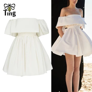 Tingfly Дизайнерские Модные, Сексуальные Вечерние платья с вырезом лодочкой, Очень Короткое Летнее Белое платье Для женщин, Zevity Vestidos Zaful
