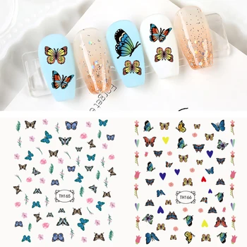 Наклейки и переводные картинки с цветами и бабочками для дизайна ногтей, Накладные наклейки на ногти, Аксессуары для декора, Женщины, Девушки, Декор, Цветочные украшения