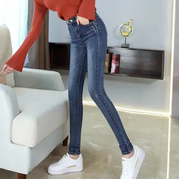 Размер 25-34, Женские джинсы, Винтажные Узкие Джинсовые брюки с высокой талией, Корейская уличная одежда, Облегающие Стрейчевые панталоны, леггинсы A256