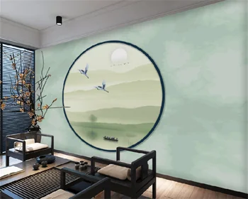 Обои Papel de parede на заказ новая художественная концепция пейзажа китайскими чернилами на заднем плане декоративная роспись стен фреска behang