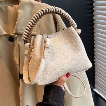 Роскошная дизайнерская женская сумка из искусственной кожи с плетеной ручкой, модная сумка через плечо, сумка-тоут 2023, новинка