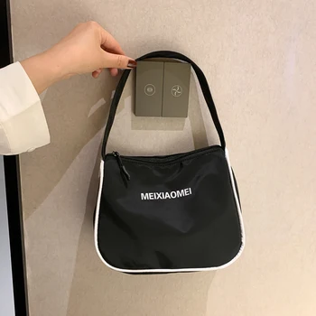 Винтажная нейлоновая маленькая сумка-тоут для женщин, тренд 2023, женские сумки подмышками, повседневный клатч, женская сумка, Классическая Простая сумка через плечо
