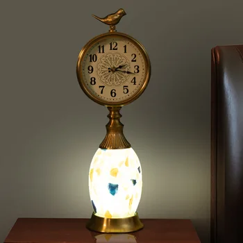 Настольная лампа в виде ракушки, часы, американский свет, роскошные прикроватные часы, креативные Модные настольные часы, цифровые часы для спальни