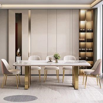 Обеденные столы для семьи в европейском стиле Простой обеденный стол в вестибюле отеля Прочный дизайнерский прямоугольный стол в общежитии H