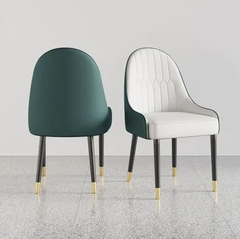 Обеденные стулья из 2 предметов, Современные обеденные стулья из искусственной кожи на металлических ножках, белые и серые / зеленые с белым / оранжевые с белым
