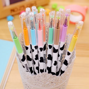 12 Цветов Kawaii Milky Cow Алмазная Гелевая ручка 0,38 мм Чернила для школьного офиса Детское письмо Подпись Корейские Канцелярские принадлежности