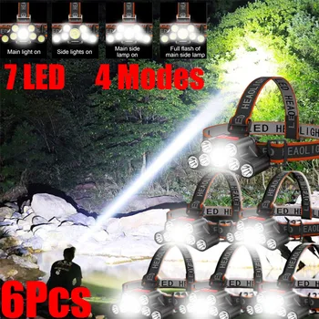 Usb Перезаряжаемая светодиодная фара, супер яркая, 5 режимов работы, Налобный водонепроницаемый фонарик для ночной рыбалки, пеших прогулок