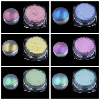 Красивый Прозрачный Голографический блеск для ногтей Aurora Powder Неоновая Пыль Нейл-арт Хромированный Пигмент для обмакивания в пудру