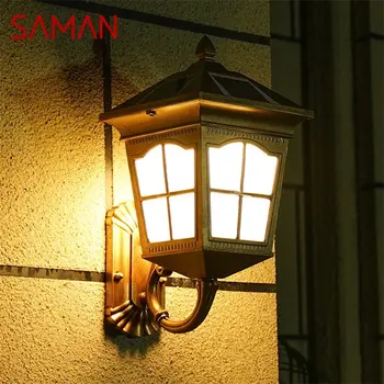SAMAN Outdoor Solar Wall Sconces Light Светодиодная водонепроницаемая современная лампа IP65 для украшения крыльца дома