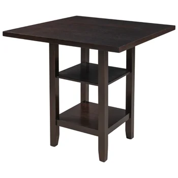 Обеденный стол высотой в три квадратных метра с двухъярусной полкой для хранения \ Espresso Эспрессо из цельного дерева [США