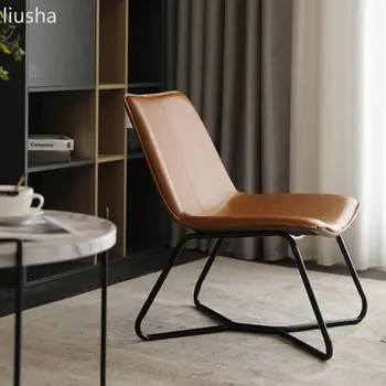 Итальянская комбинация одноместных кожаных диванов современная минималистичная гостиная легкое роскошное одноместное кресло из кованого железа кресло для отдыха