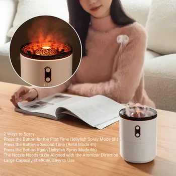 увлажнитель воздуха с имитацией пламени объемом 450 мл, заряжаемый через USB Диффузор для ароматерапии с пламенем, Отключение без воды для домашнего офиса