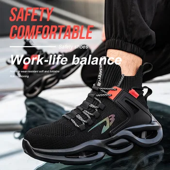 Мужская рабочая защитная обувь, рабочие кроссовки со стальным носком, противоударные рабочие ботинки с защитой от проколов, противоскользящие ботинки для промышленного строительства