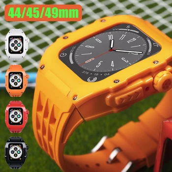 Комплект модификации Для Apple Watch 8 7 45 мм Красочный Чехол Ремешок Спортивный Ремешок Для iWatch Ultra 49 мм Mod Kit Series 6 5 4 44 мм Correa