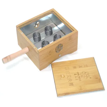 Бамбуковая коробка для моксы Двойной / тройной Двойной пружинный держатель Столбы инструмента для прижигания с вентиляционным отверстием и ручкой