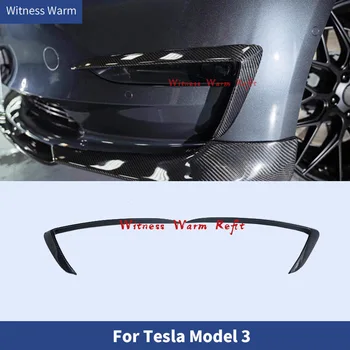 Передняя заслонка из углеродного волокна для Tesla Model 3, Сплиттер переднего бампера, боковой спойлер для Tesla Model 3, ветрозащитный клапан переднего бампера