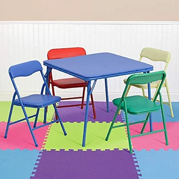 Набор раскладных столов и стульев Flash Furniture Kids, цветной, из 5 предметов, синий