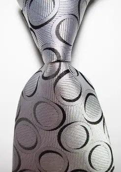Новый модный мужской шелковый галстук в горошек длиной 9 см, черный, Серебристый, жаккардовый, 100% шелковый мужской галстук-бабочка