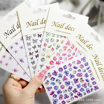 1 шт., наклейки для ногтей с лепестками сухих Цветов, наклейки для ногтей, маникюр с бабочкой, Японский Дизайн, Аксессуары для летнего декора своими руками