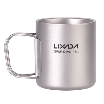 Lixada 330 мл Титановая чашка для воды с двойными стенками, Кофейная Чайная кружка, Походная чашка для дома, кемпинга, пеших прогулок, альпинизма, пикника