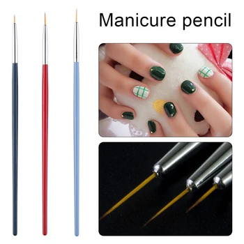 3 шт. Кисти для подводки для ногтей 15 мм/11 мм/7 мм, набор ручек для дизайна ногтей, точечная дрель для рисования, линейная ручка