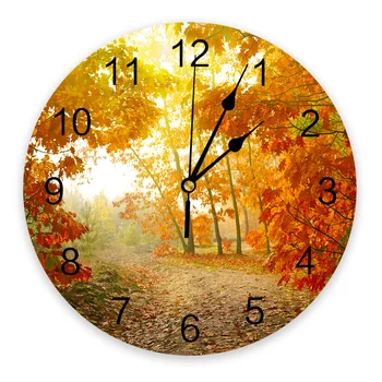 Осенняя тема, Деревянные часы с кленовым листом, Настенный декор для дома, Современная кухня, спальня, Декор для гостиной, настенные часы