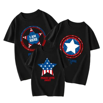 Новые летние футболки для семьи, подходящие для взрослых, мамы, папы, короткая футболка с принтом флага Америки, одежда для семьи, футболки для детей и сыновей