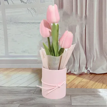 Букет тюльпанов своими руками, настоящие букеты из искусственных цветов для украшения дома на свадьбу, розовый набор материалов
