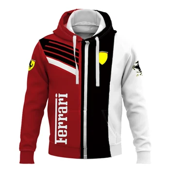 Новый логотип Ferrari F1 с 3D-печатью, весенне-летняя модная мужская и женская толстовка с капюшоном, пуловеры