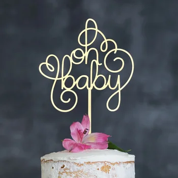 Деревянный топпер для детского торта Oh Baby, приветственное украшение для детского торта, нейтральный в гендерном отношении топпер для детского торта для вечеринки