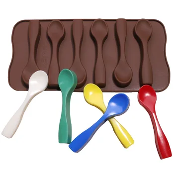 Силиконовая форма для шоколада в форме ложки, 3D форма для выпечки, Антипригарная форма для печенья, конфет, желе, формы для пудинга, инструмент для украшения торта
