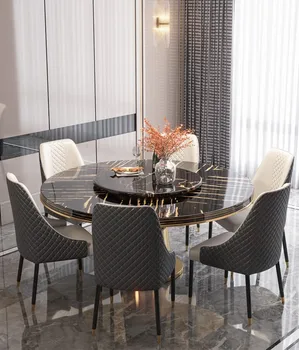 Современный роскошный круглый стол из итальянского мрамора, Функциональное сочетание стола и стула в ресторане