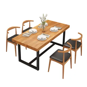 * Обеденный стол из массива дерева в американском стиле для гостиной, домашнего кафе, отдыха, прямоугольный обеденный стол