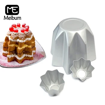 Формы для торта Meibum Octagon, Инструменты для выпечки мусса из серебристого алюминиевого сплава, итальянские формы для хлеба Pandoro в форме звезды, Кухонные формы для выпечки