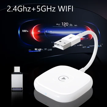 Беспроводной автоматический адаптер 2,4 ГГц 5 ГГц WIFI Bluetooth-Совместимый 5,0 Подключи и играй для iOS 10 Поддержка автомобилей с CarPlay для iPhone 14