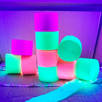 2 рулона Гофрированной бумаги Blacklight Party Streamer Glow, УФ-Реактивная Флуоресцентная Неоновая бумага Glow, Свадьба, День Рождения, Неоновая Вечеринка Fiesta