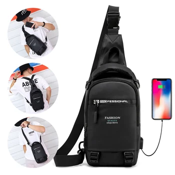Высококачественный мужской нейлоновый рюкзак-мессенджер, нагрудные сумки с USB-портом для зарядки, маленький мужской рюкзак-слинг, сумка-рюкзак