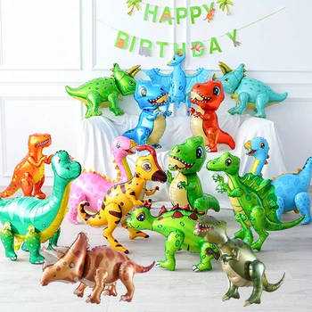 1шт 3D Большой Динозавр, воздушные шары из фольги, Ходячий Динозавр, Стоящий Дракон, Воздушные шары для мальчиков, украшения для вечеринки по случаю Дня рождения, Детский душ