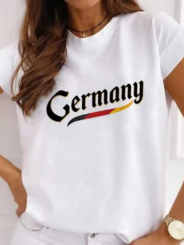 Женская футболка с принтом команд Катара и Германии 2022, повседневные футболки с круглым вырезом, тренд на футбол, короткий рукав, Женская футболка с графическим рисунком
